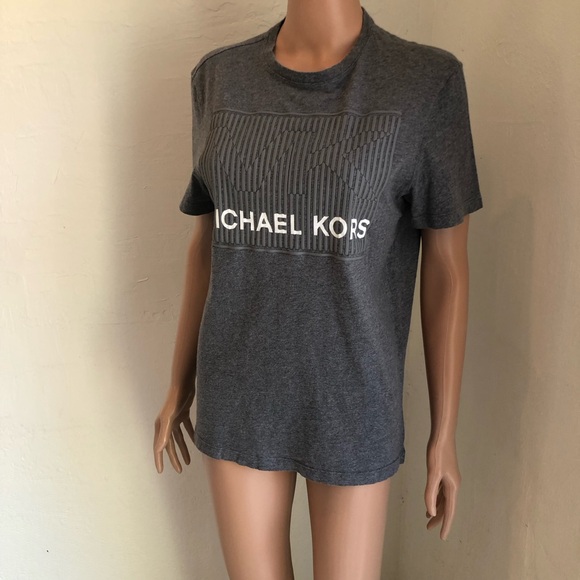 Michael Kors MK Gray T-Shirt Women’s Size S Short Sleeves Crew Neck Casual-Fit - Picture 5 of 16